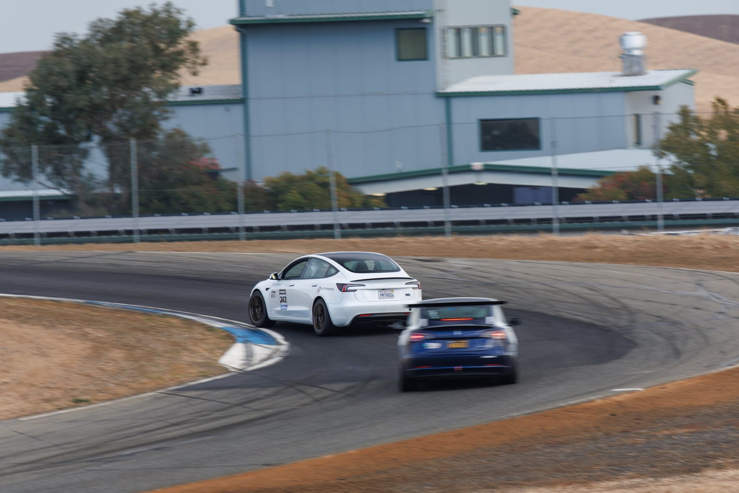 Model 3 Performance following another Tesla through a corner